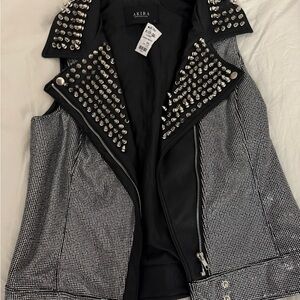AKIRA Black and Silver Studded Vest